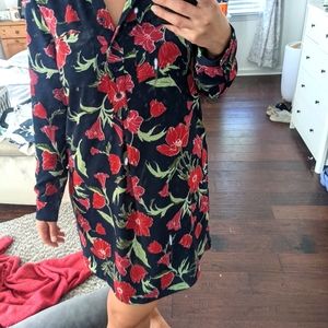 Navy blue floral sheath dress